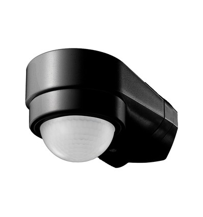 Sensor för husknut, svart, rörelsesensor - justerbar, hörnmontering, IP65 (max:600W LED)