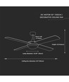 35W LED Takfläkt med Ljuskit - RF Kontroll, 4 Vingar, DC Motor