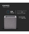 G9 kvadratisk betong vägglampa - Ljusgrå, IP20 inomhus, utan ljuskälla
