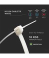 100x Buntband / Kabelstrips - 3,5 x 200 mm, Vit, 100 st.