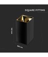 GU10 kvadratisk utanpåliggande spot - Svart/Guld, IP20, 7,4 x 7,4 x 14cm