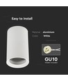 GU10 påbyggnadsspot - Rund, vit, aluminium, IP20 inomhus, Ø6cm