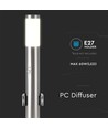60cm E27 trädgårdslampa med sensor och 2 uttag - IP44, rostfritt stål