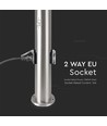 60cm E27 trädgårdslampa med sensor och 2 uttag - IP44, rostfritt stål