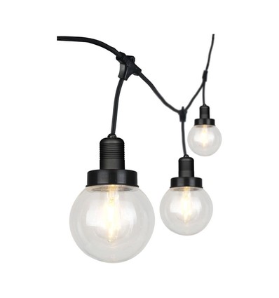 3m E27 ljusslinga med 6 kupor - inkl. 50cm startkabel, svart, IP65 utomhus, exkl. ljuskälla
