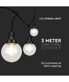 LED Ljusslinga (3m) - Matt Svart IP65, med Glödlampa (6 Glödlampor)