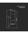 V-Tac Vägglampa upp/ner med sensor - IP44 utomhus, rostfri, GU10 sockel, utan ljuskälla