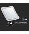3,2W LED spegel med 10x förstoring - Batteridriven, 360° rotation, IP44, svart, sugkopp, kallvit