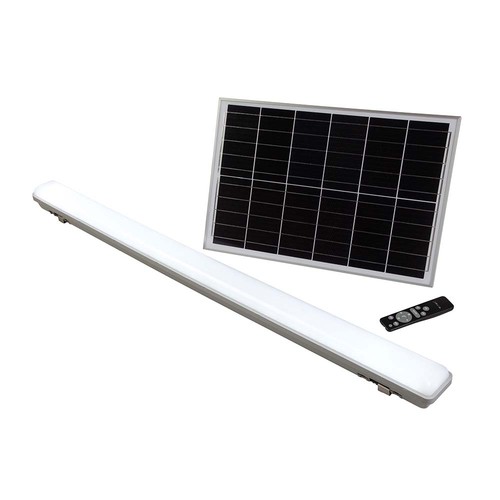 V-Tac 120cm armatur inkl. solpanel - 18W, CCT(3-i-1), Sensor, RF fjärrkontroll, IP65 utomhus