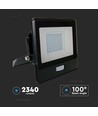 30W LED strålkastare med sensor - Samsung LED chip, IP65, svart, slim, utomhus