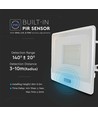 50W strålkastare - PIR-sensor, Samsung-chip, 1m kabel, 4000K, vit hölje