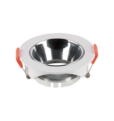 GU10 infälld spot - Vit med krom, rund, Ø8,5 cm, hål: Ø7,2 cm, utan ljuskälla