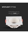 GU10 infälld spot, kvadratisk - Vit ram, vit reflektor, hål: Ø7,2 cm, utan ljuskälla