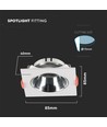GU10 infälld spot - Kvadratisk, vit med krom reflektor, hål: Ø7,2 cm, 8,5 x 8,5 cm