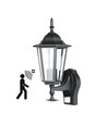 E27 Vägglampa m. sensor - IP44 utomhus, svart, utan ljuskälla