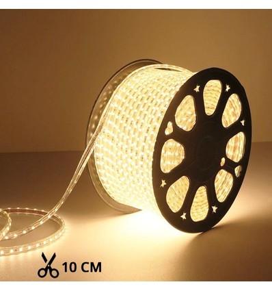 5 m. vattentät LED strip (Type X-2) - 230V, IP67, 1300lm/m, 10W/m, kan klippas var 10cm