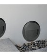 2W LED vägglampa för trappor - Rund, svart, 3000K, 80lm, Ø15cm, inne / ute