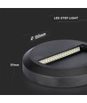 2W LED vägglampa för trappor - Rund, svart, 3000K, 80lm, Ø15cm, inne / ute