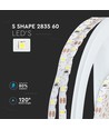 60 LED stripbelysning 5W/m S-form - 6400K, 12V, IP20, 5m/rulle