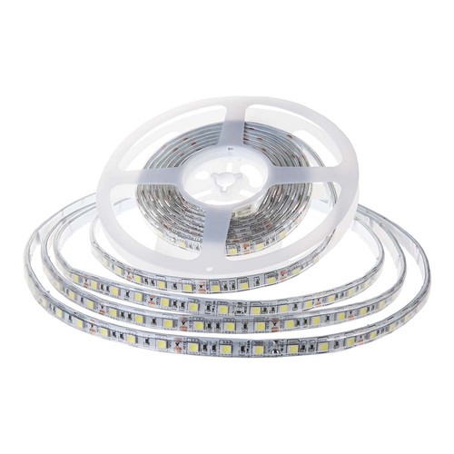 10m 8W/m stänksäker LED strip - 24V, IP65, 120 LED per meter, 3000K, inkl. DC-kontakt
