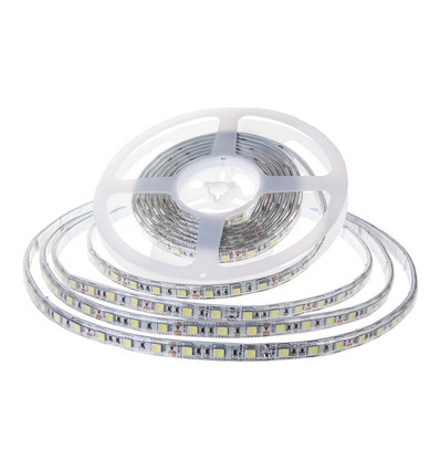 10m 8W/m stänksäker LED strip - 24V, IP65, 120 LED per meter, 3000K, inkl. DC-kontakt