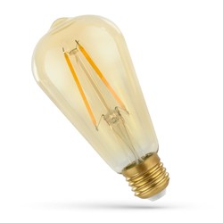 E27 LED 2W LED lampa - ST64, filament, bärnstensfärgat glas, extra varm, E27