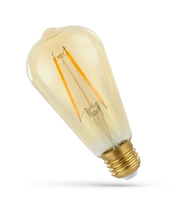 2W LED pære - ST64, filament, bärnstensfärgat glas, extra varm, E27