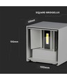11W LED vägglampa - Bridgelux chip, 3000K, grå, fyrkantig, aluminium, IP65