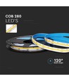 5m 10W/m COB-LED strip, 6400K - 24V, IP20, 280 LED per meter, COB LED