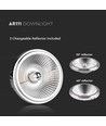 AR111 LED utbytbar reflektor spotlight 20W - 6400K, 40°/20°, silver