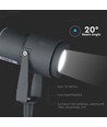 12W LED trädgårdsspotlight med spett - Grå, IP65 utomhus, 3000K