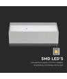 9W utomhus hus - LED, upp/ner, mjukt ljus, medium, 6400K, grå