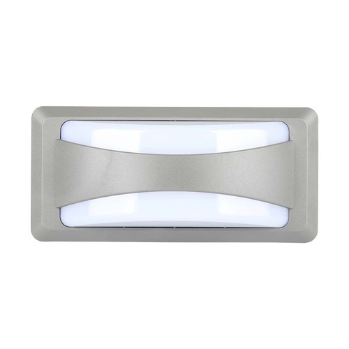 12W LED Bulkhead vägglampa - IP65, 3000K, grå, 230x110mm, inkl. ljuskälla