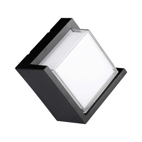 12W LED Vägglampa - 3000K, Svart, Kvadratisk.