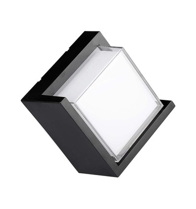 12W LED Vägglampa - 3000K, Svart, Kvadratisk.