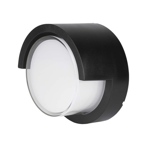 7W LED Vägglampa - 3000K, Svart, Rund