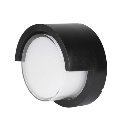 7W LED Vägglampa - 3000K, Svart, Rund