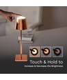 3W uppladdningsbar LED bordslampa, guld - Touch dimbar, 3000K, 4000mAh batteri, 5V USB