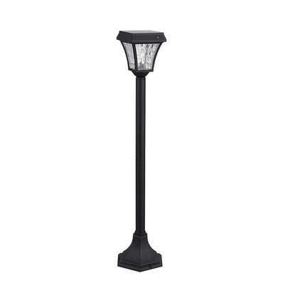 2W LED solcells-trädgårdslampa med spett - Svart, 3-i-1 CCT, rörelsesensor, IP65, höjd 93cm, aluminium