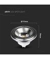 GU10 12W dimbar AR111 LED lampa - RA90, 6400K, 40 grader, 1031lm