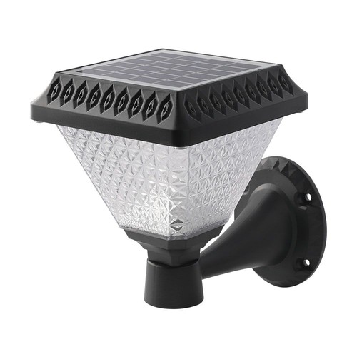 LED Solcell Vägglampa - RF-Kontroll, CCT, 3-i-1, Svart Hölje, IP44, 160x160x230mm.