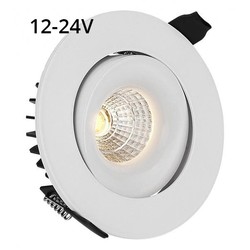 Downlights LED 6W downlight - RA90, Hål: Ø7,5 cm, Mål: Ø9 cm, vit kant, dimbar, 12-24V