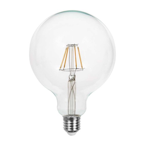 E27 12W G125 lampa - Koltråd, Ø125, klart glas