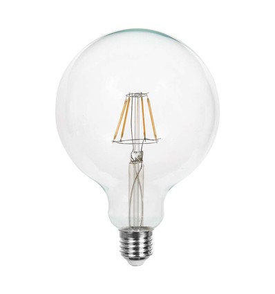 E27 12W G125 lampa - Koltråd, Ø125, klart glas