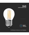 E27 4W LED klotlampa - G45, filament, 400lm, 6500K, kallvit