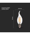 4W LED-ljuskälla kronljus E14 - Flamma glödtråd, 4000K