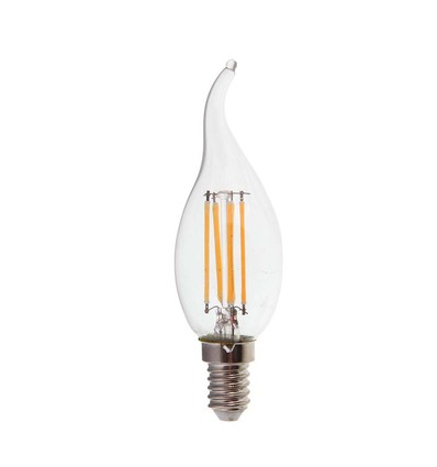 E14 4W LED kronljus med flamma - Filament, 400lm, 6500K, Samsung LED chip