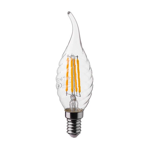 E14 4W LED flamlampa - Koltråd, kronljus med twist och flamform