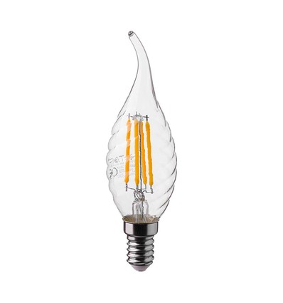 E14 4W LED flammlampa - Kultråd, kronljus, 4000K
