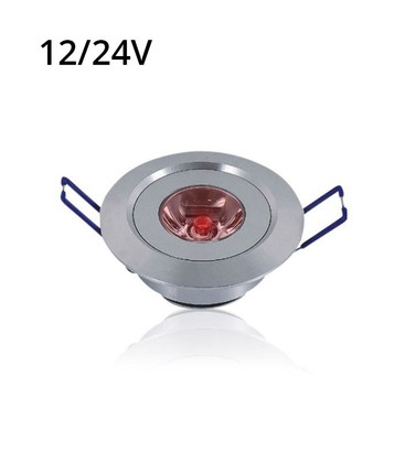 LEDlife 1W downlight med rött ljus - Hål: Ø4,4 cm, Mål: Ø5,2 cm, 2,2 cm hög, dimbar, 12V/24V